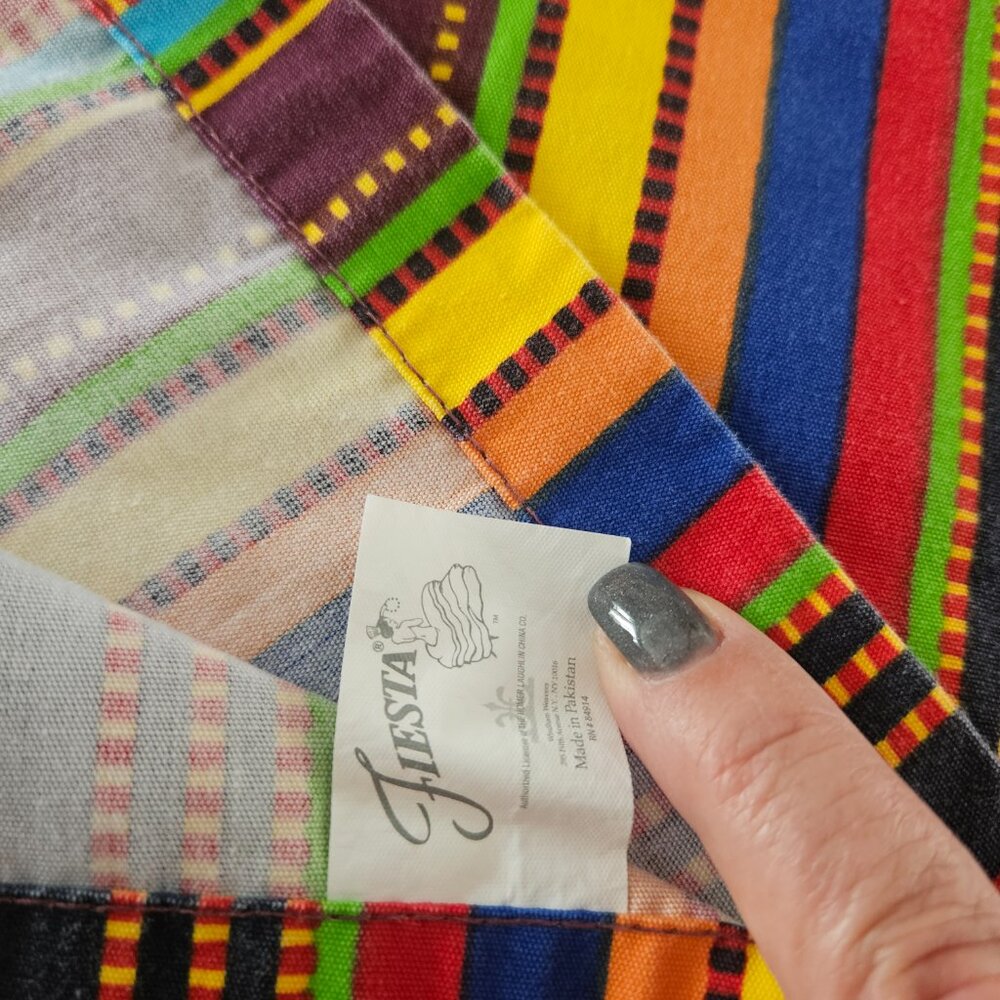 FiestaWare Multicolor Striped Tablecloth 50x70 + 4 Placemats Set Like New